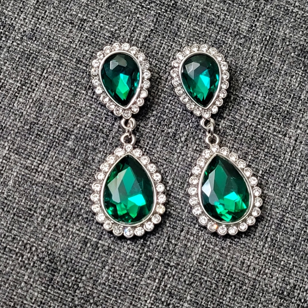 Green emerald earrings
